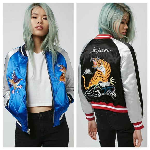 Topshop Jackets & Blazers - Reversible Japan Satin Bomber